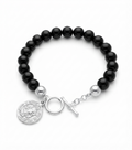 925 Sterling Silver 8mm onyx St Christopher Bracelet
