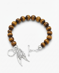 925 Sterling Silver 8mm Tiger Eye Wings Bracelet