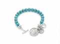 925 Sterling Silver 8mm Turquoise French Coin Bracelet
