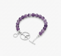 925 Sterling Silver 8mm Amethyst Peace Bracelet