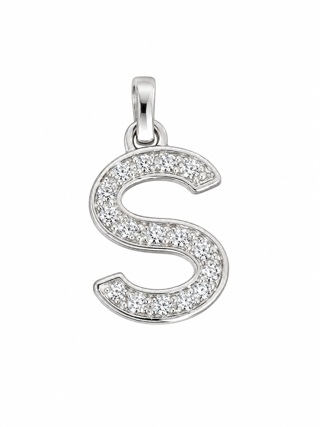 9ct White Gold Alphabetical Diamond Pendants
