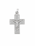 9ct White Gold Pave Set Crucifix Pendant.