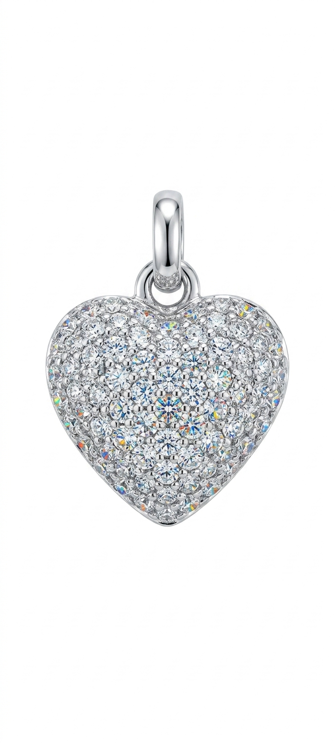 9ct White Gold Diamond Heart Pendant