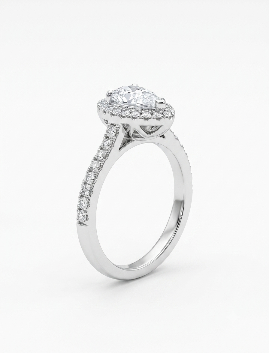 18ct White Gold Pear Shape Diamond Ring
