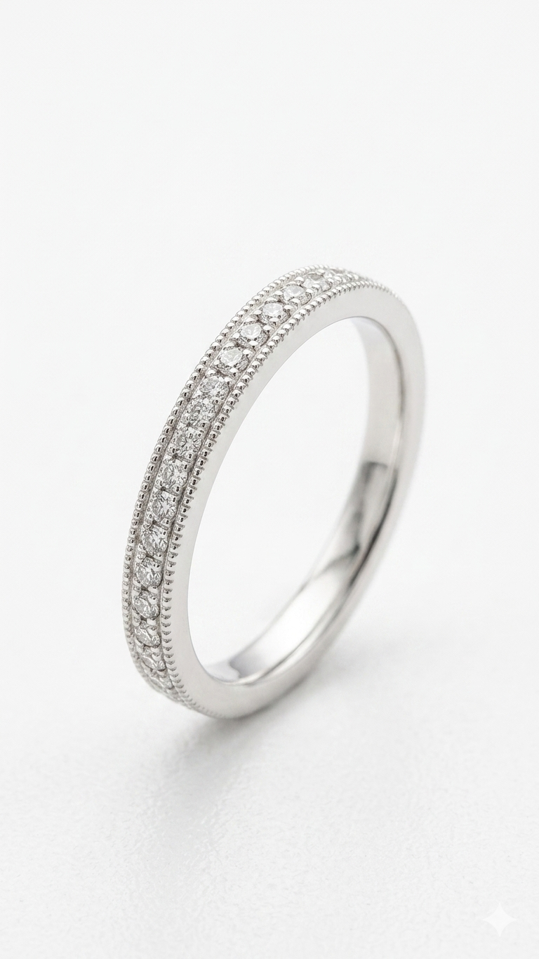 18ct White Gold Grain Set Diamond Ring