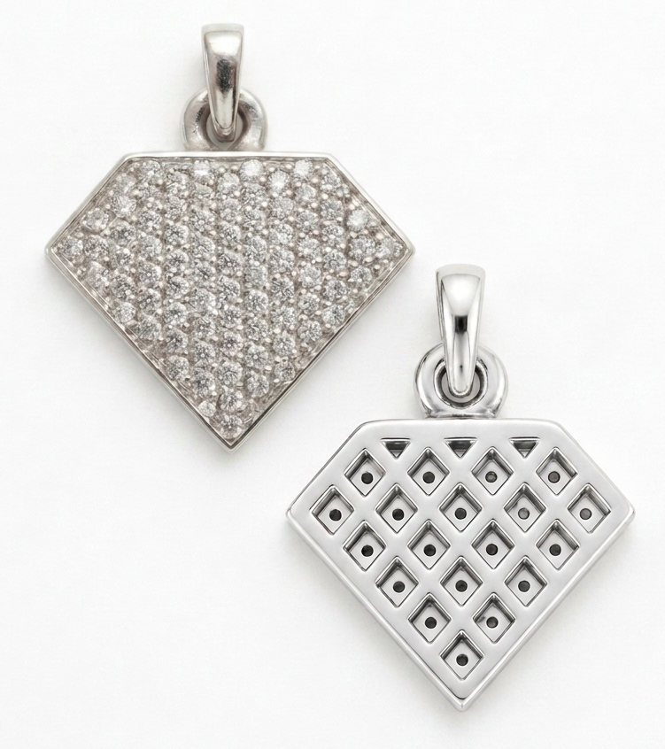9ct Pave Set Diamond Pendant