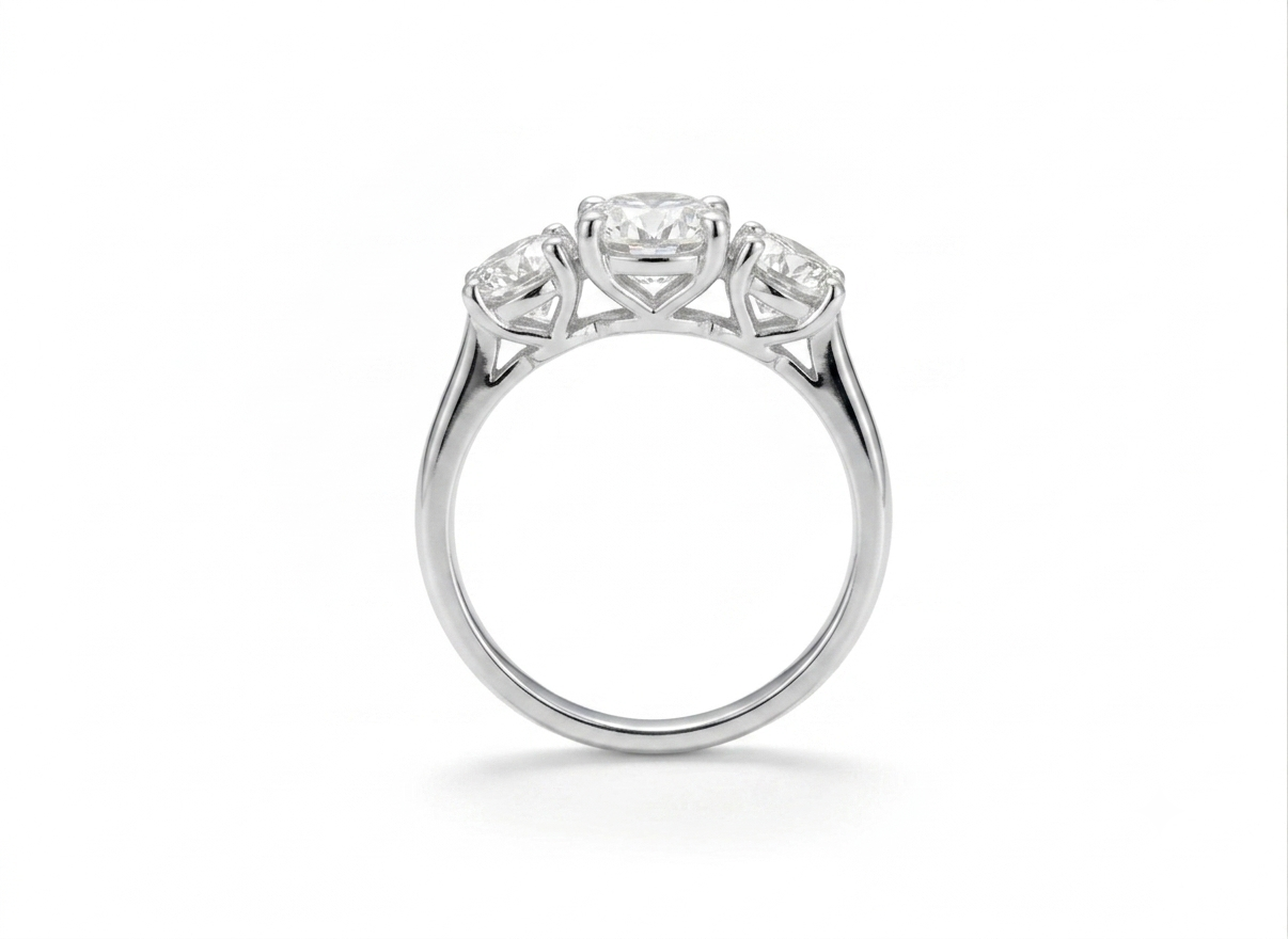 18ct White Gold 3 Stone Brilliant Cut Diamond Ring