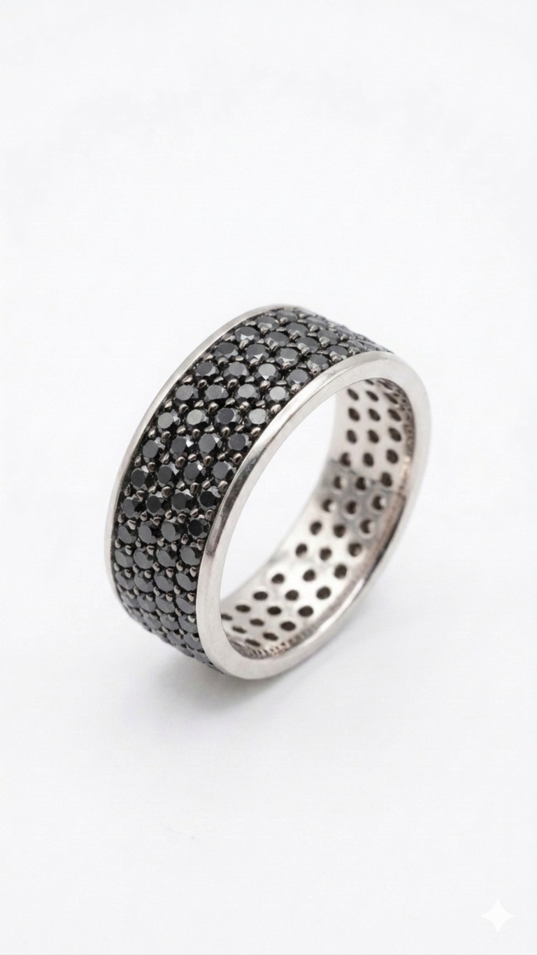 18ct White Gold Pave Set Diamond Ring