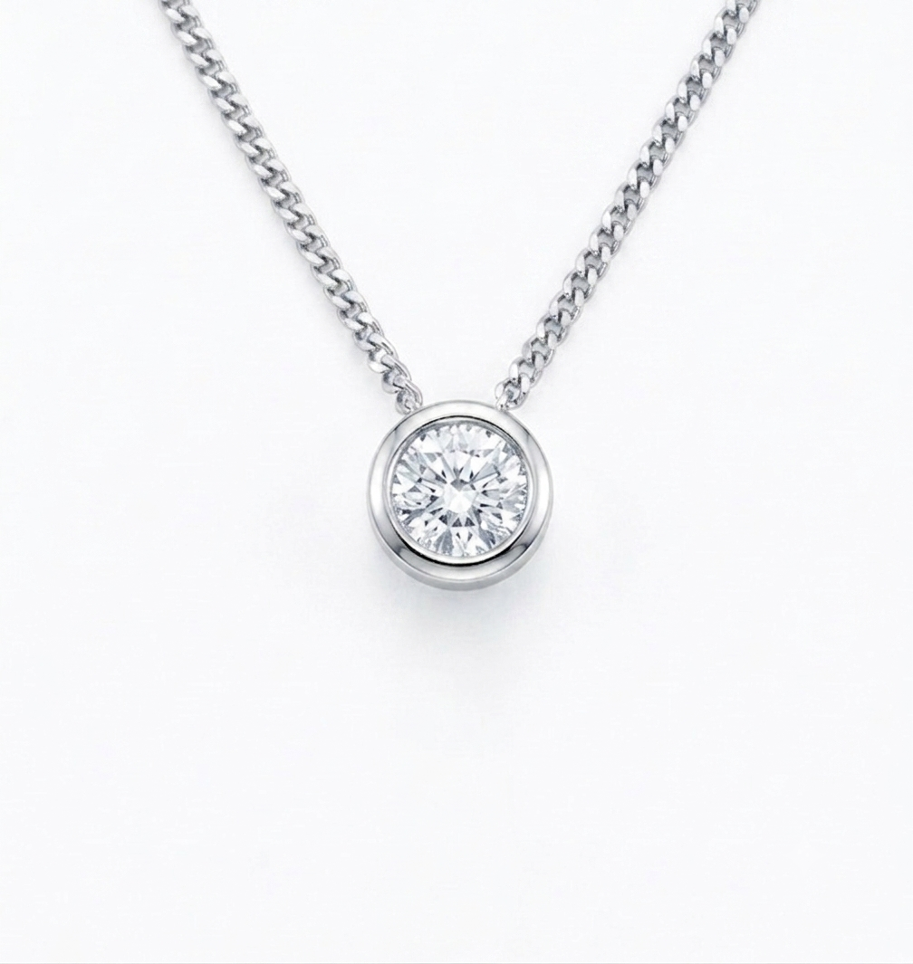 9ct White Gold Diamond Pendant and Chain