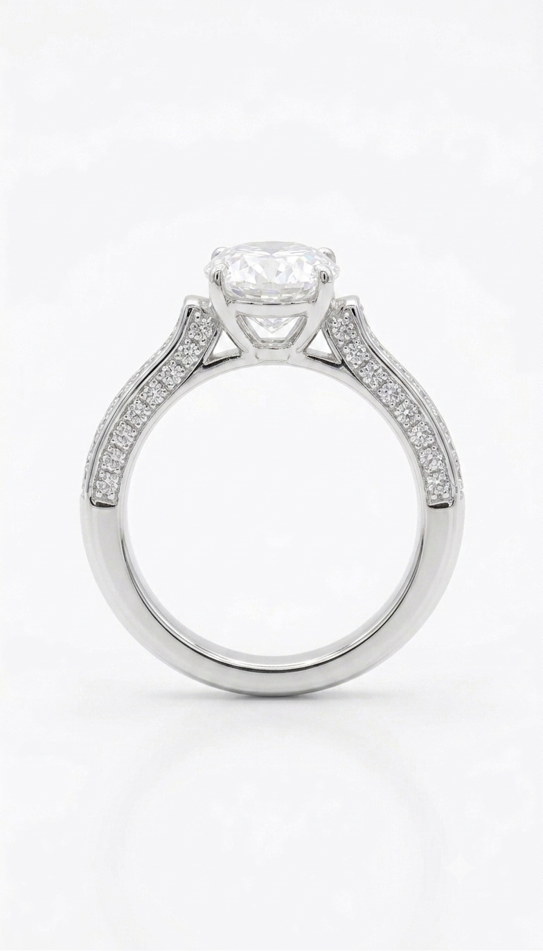 18ct White Gold Oval Shape Diamond Ring