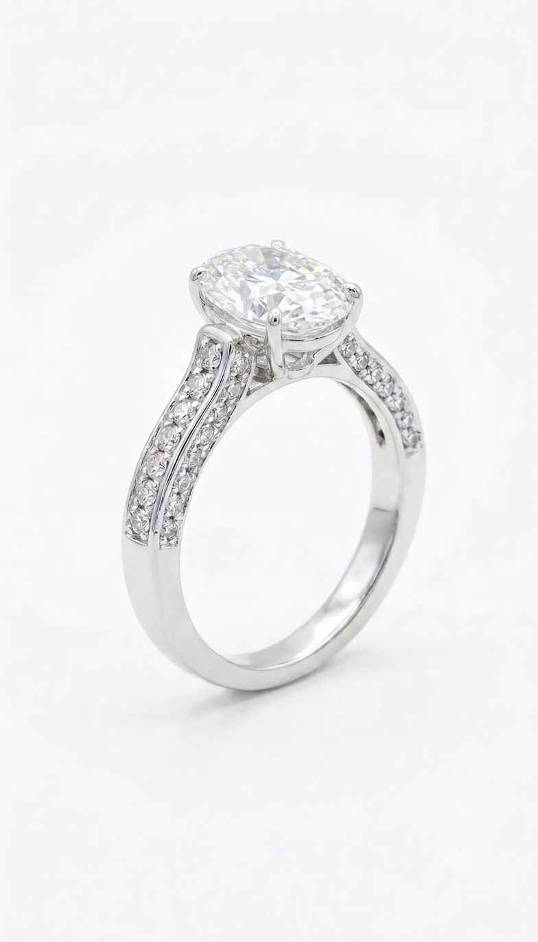 18ct White Gold Oval Shape Diamond Ring