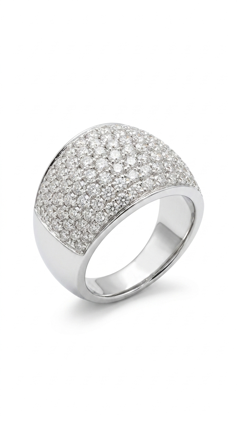 18ct White Gold Pave Set Diamond Ring