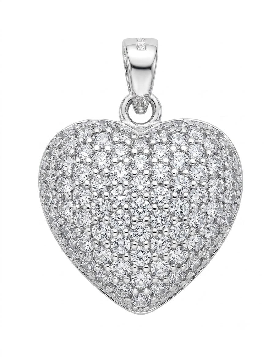 9ct White Gold Diamond Heart Pendant