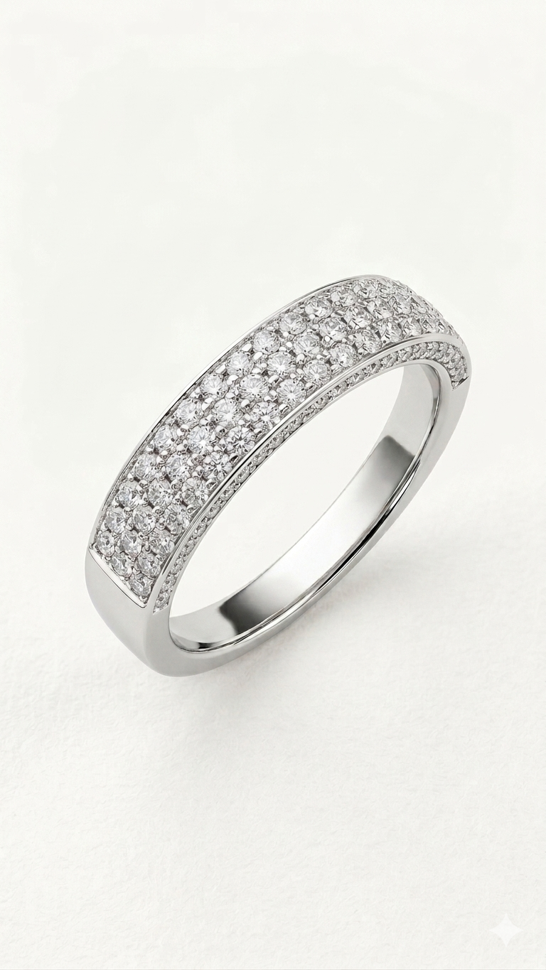 18ct White Gold pave Set Diamond Ring.
