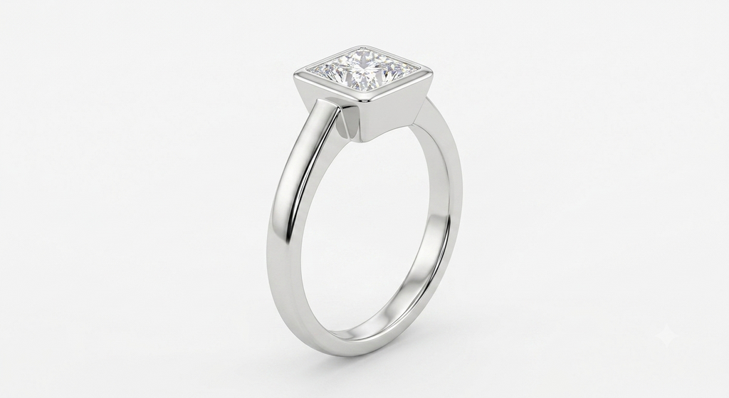 18ct White Gold Princess Cut Diamond Solitaire Ring