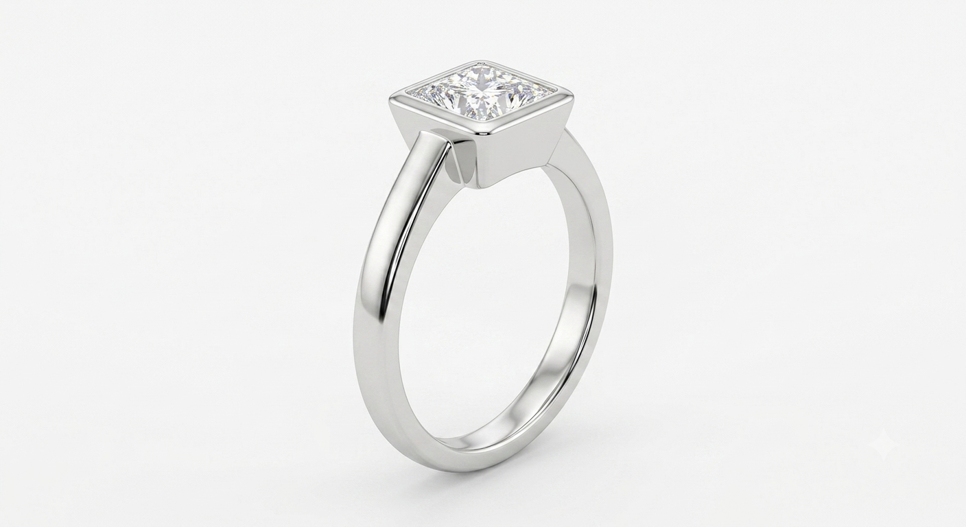 18ct White Gold Princess Cut Diamond Solitaire Ring