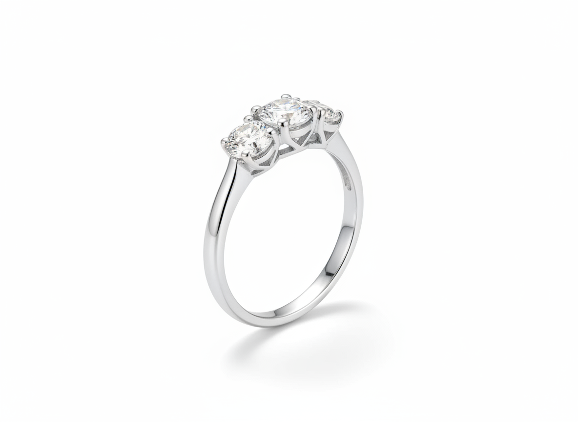 18ct White Gold 3 Stone Brilliant Cut Diamond Ring