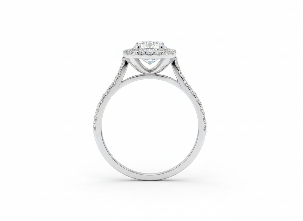 18ct White Gold Brilliant Cut Diamond Halo Ring
