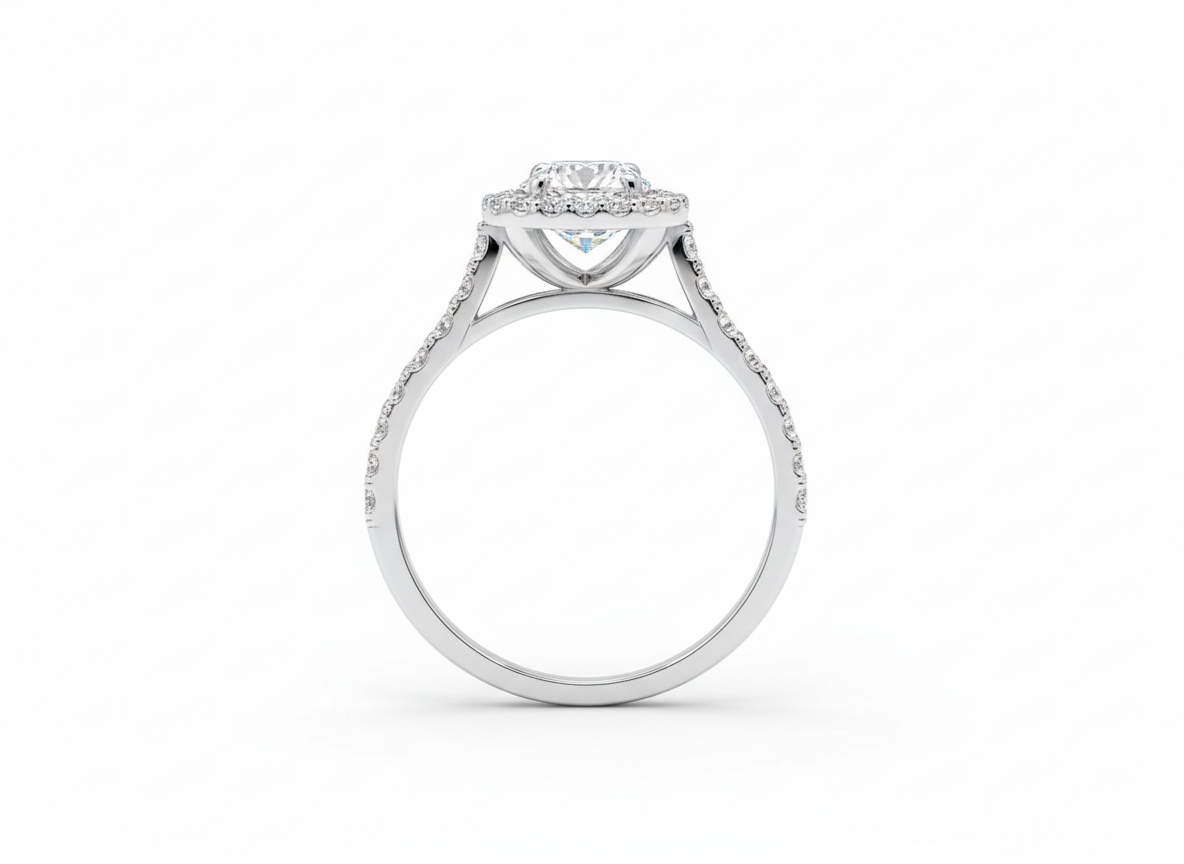 18ct White Gold Brilliant Cut Diamond Halo Ring