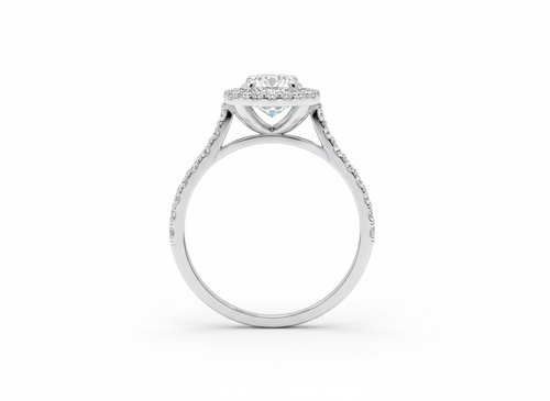 18ct White Gold Brilliant Cut Diamond Halo Ring