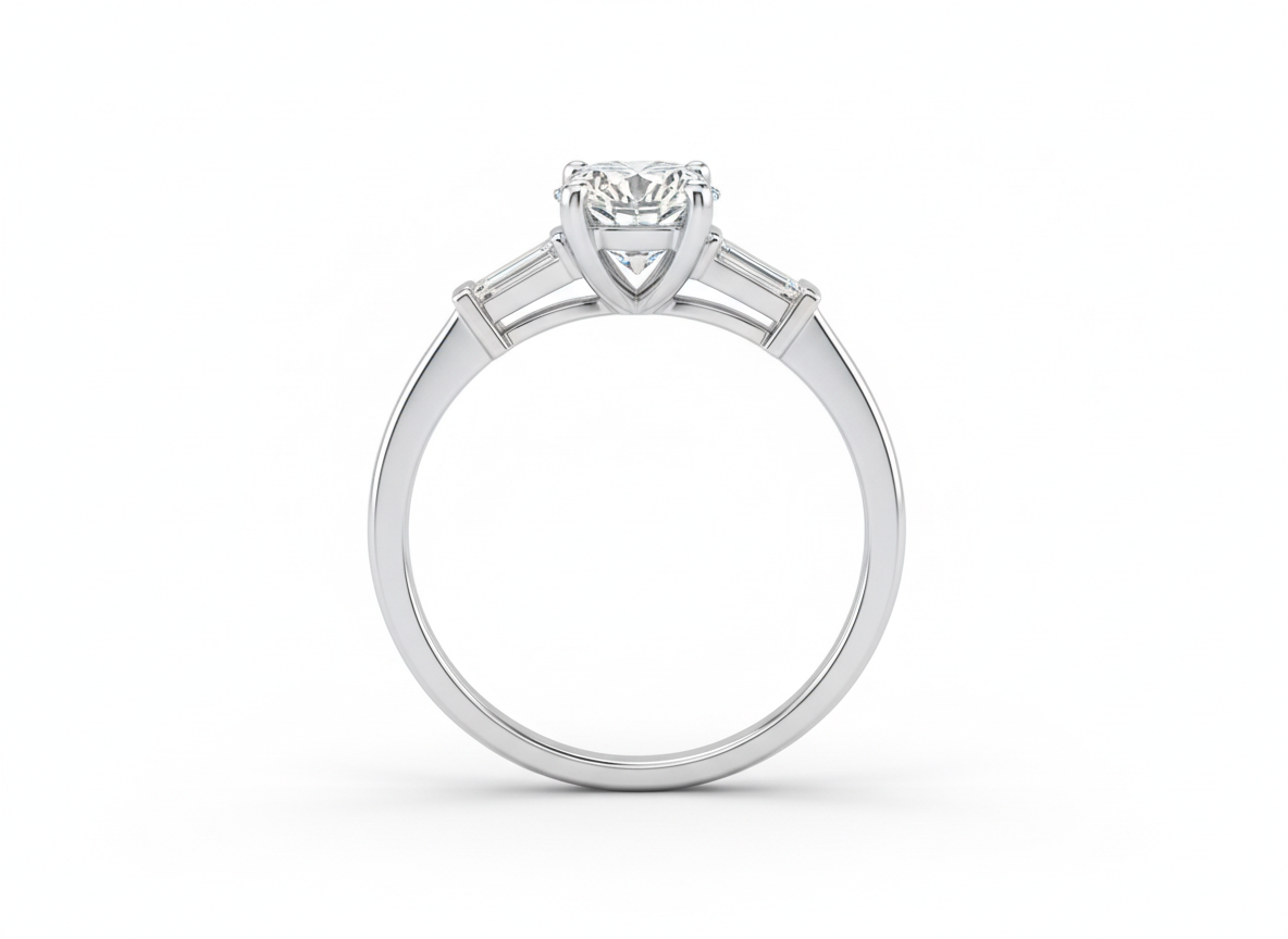 18ct White Gold Brilliant/Baguette Cut Diamond ring