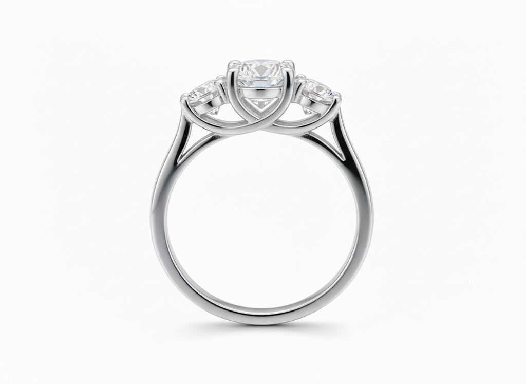 18ct White Gold 3-Stone Brilliant Cut Diamond Ring