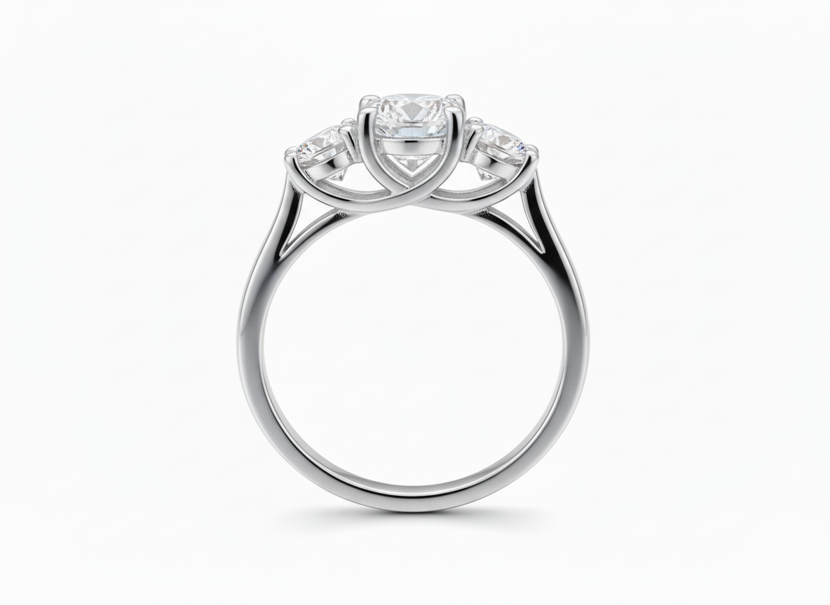 18ct White Gold 3-Stone Brilliant Cut Diamond Ring