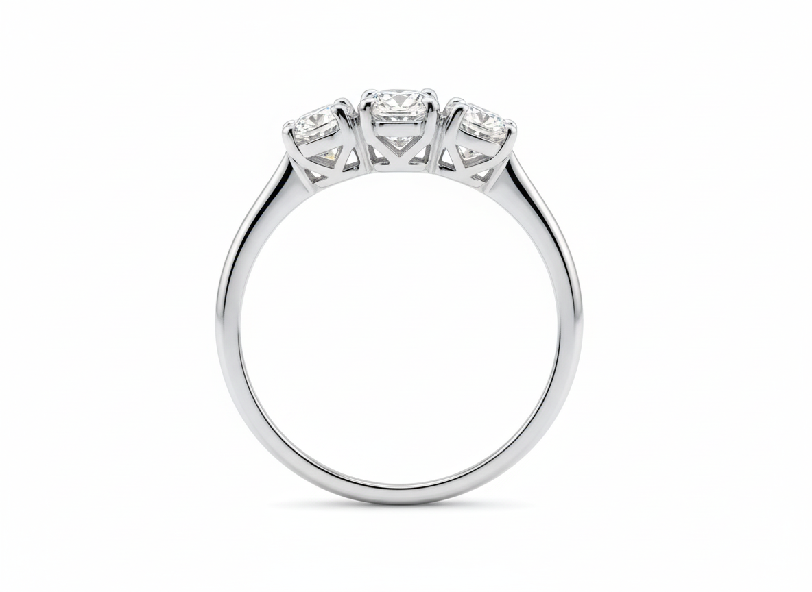 18ct White Gold 3 Stone Brilliant Cut Diamond Ring