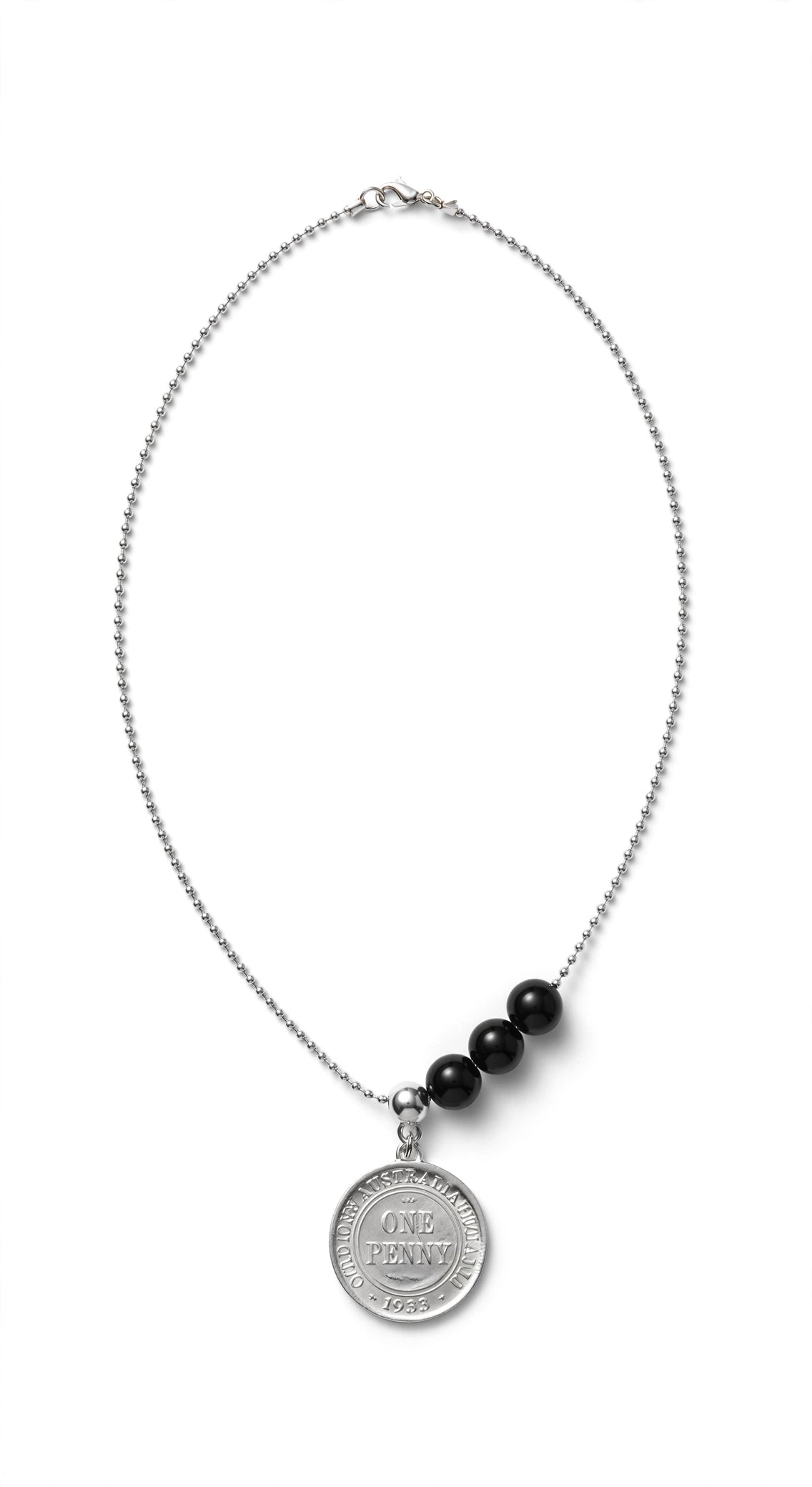 925 Sterling Silver Onyx Penny Necklace