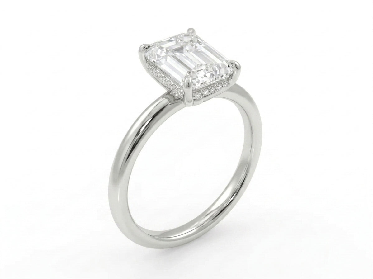 18ct White Gold 2ct Emerald Cut Diamond Solitaire Ring