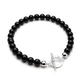 925 Sterling Silver Onyx Fob Necklace