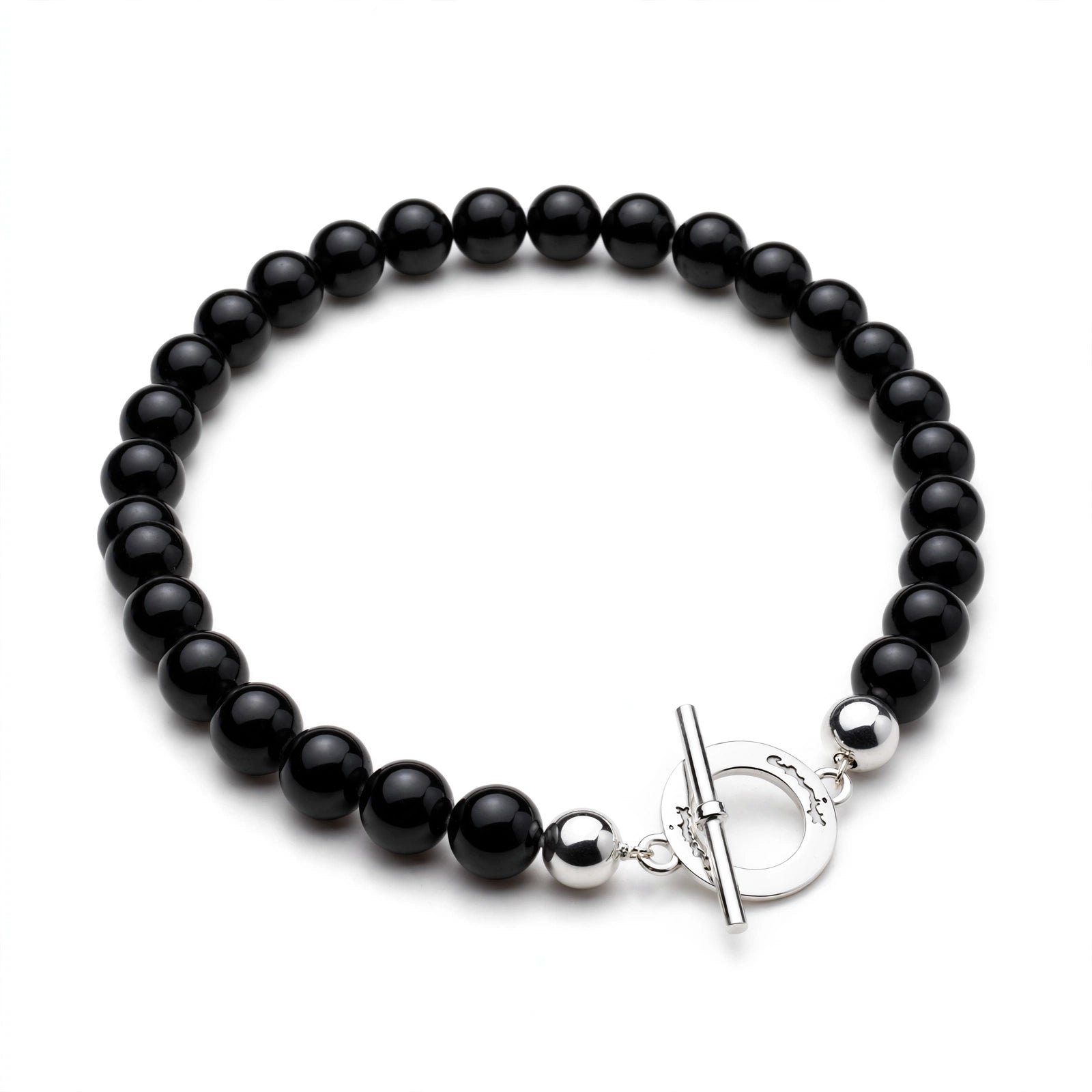 925 Sterling Silver Onyx Fob Necklace