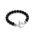 925 Sterling Silver Onyx Fob Bracelet