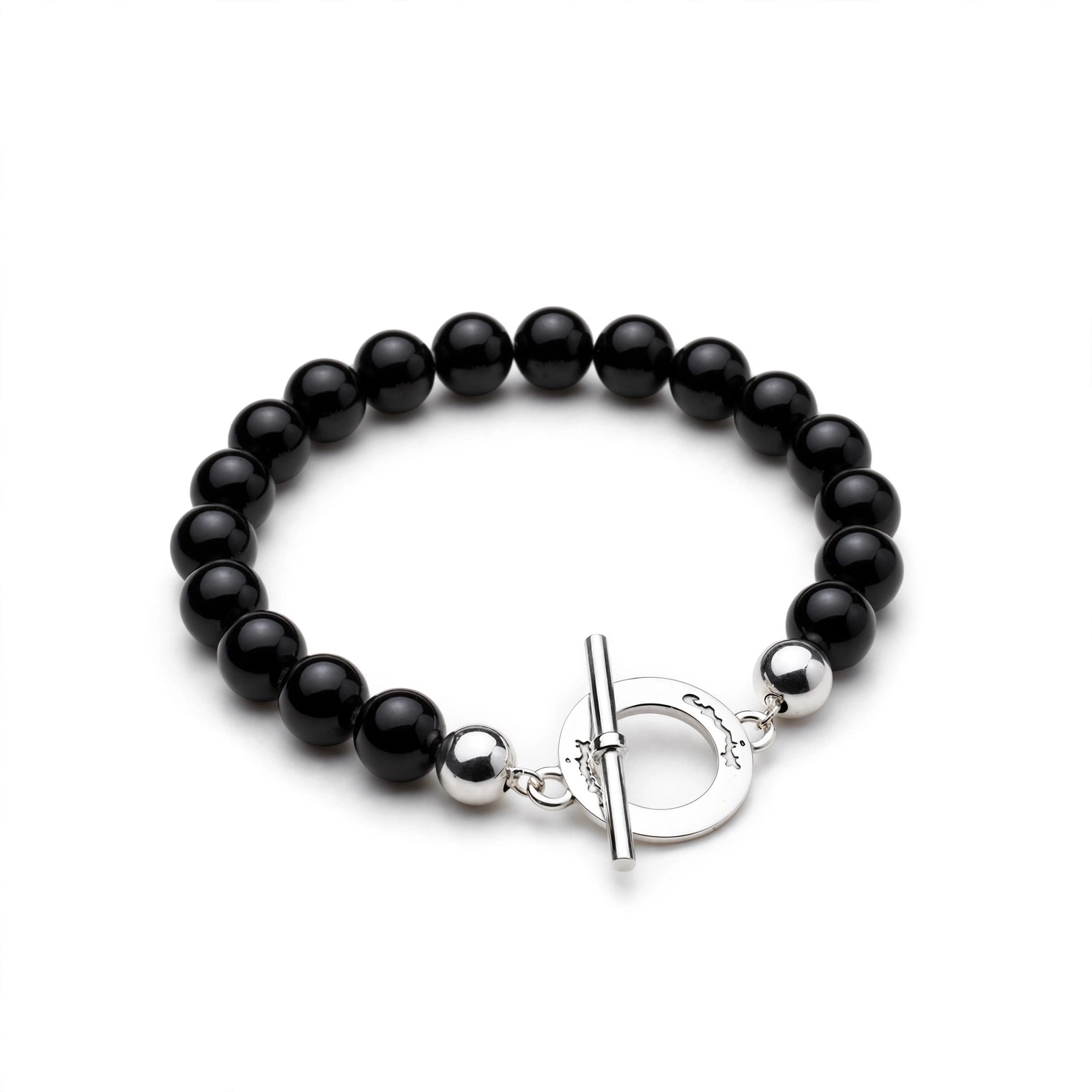925 Sterling Silver Onyx Fob Bracelet