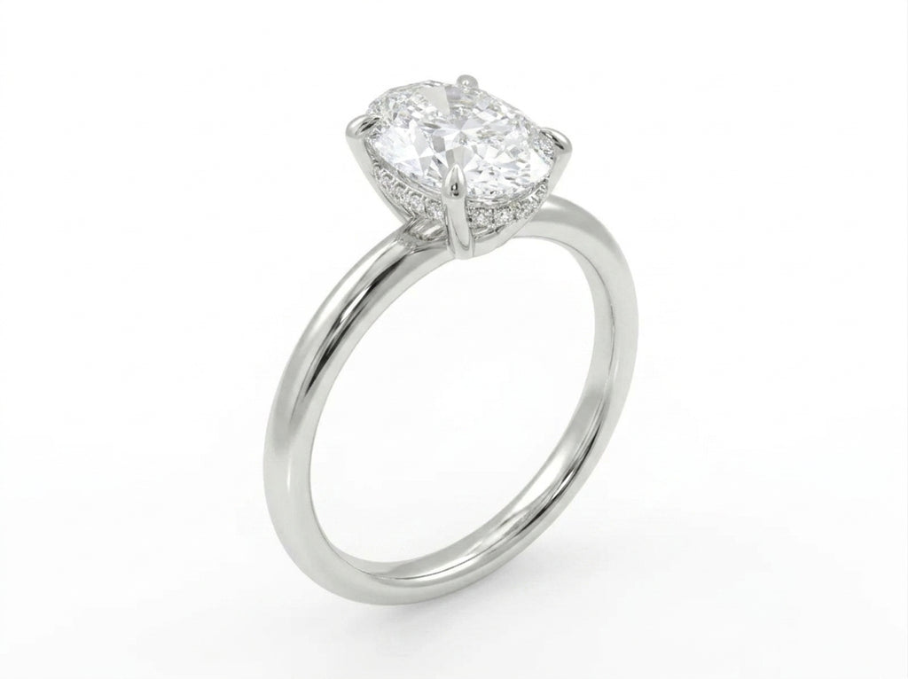 18ct White Gold 2ct Oval Cut Diamond Solitaire Ring