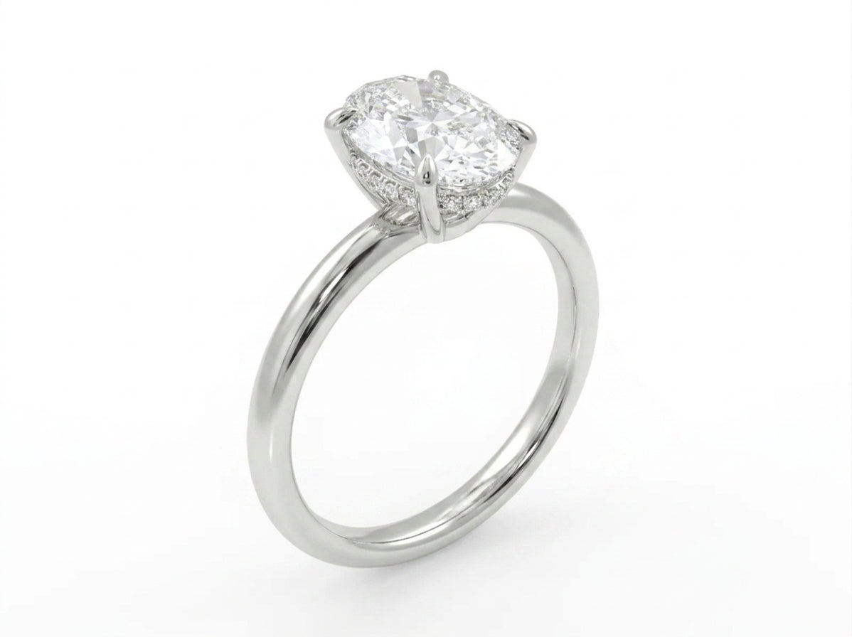 18ct White Gold 2ct Oval Cut Diamond Solitaire Ring